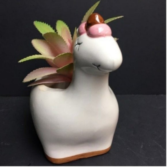Unicorn Succulent Planter White Pink Desktop Holder Bathroom Organizer - Picture 2 of 5